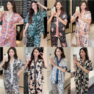 熱銷冰絲睡衣女夏季睡衣和服領短袖褲子套裝