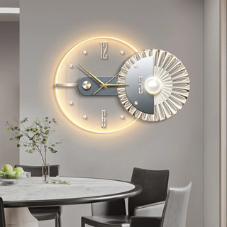 設計室內掛鍾豪華石英北歐客廳藝術壁畵 LED 壁錶異形 Reloj De Pared 家居裝飾
