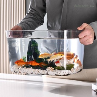 DELMERLM桌面金魚缸,透明跌倒預防防爆塑膠魚缸,水廠水箱寵物小型生態水箱:移動式小魚缸: