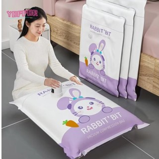 YOFFOR真空壓縮袋,可重複使用的大容量衣服被子包裝袋,新的加厚卡通片衣物防塵罩衣物收納盒