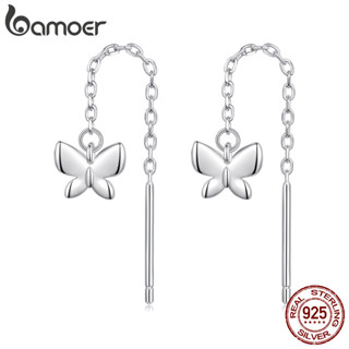 Bamoer 925 純銀耳環蝴蝶設計珠寶女士禮物