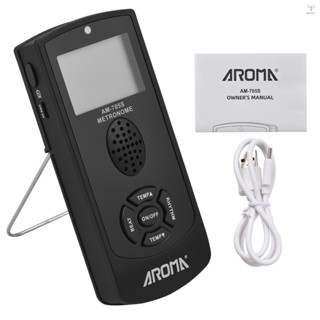 Aroma 電子數字節拍器帶 2.2 英寸 LCD 通用電子節拍器帶音量節奏節拍速度控制人體語音開/關內置吉他可充電電池