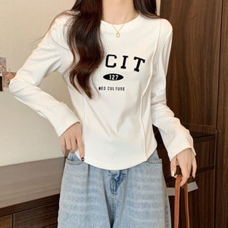 胖胖美依 上衣 長袖T卹 短款 發熱衣 內搭衫 S-2XL新款別緻弧形短款洋氣內搭加厚磨毛德絨顯瘦上衣-2450.