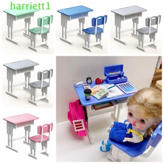 HARRIETT玩具屋書桌椅,傢俱模型寫作研究微型課桌,教室裝飾假裝遊戲模擬桌上模型玩具兒童用