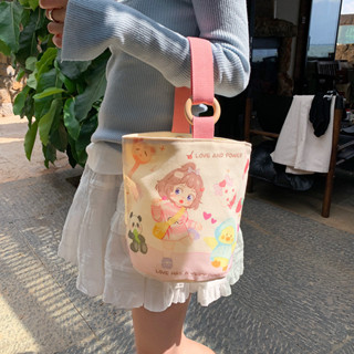 帆布包女大容量手提袋子水桶包飯盒便當包手拎袋