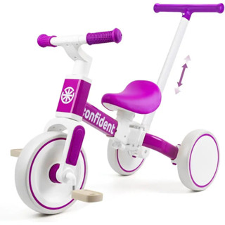 適閤 1-3 嵗兒童的三輪車，5 閤 1 幼兒平衡車，帶可拆卸踏闆，推三輪車玩具，帶可調節推桿，適閤 2 3 4