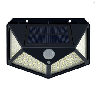 太陽能壁燈運動 100 個 LED 戶外防水太陽能 LED 壁燈 PIR 太陽能景觀路徑燈自動開/關圍欄前門大門陽臺庭院
