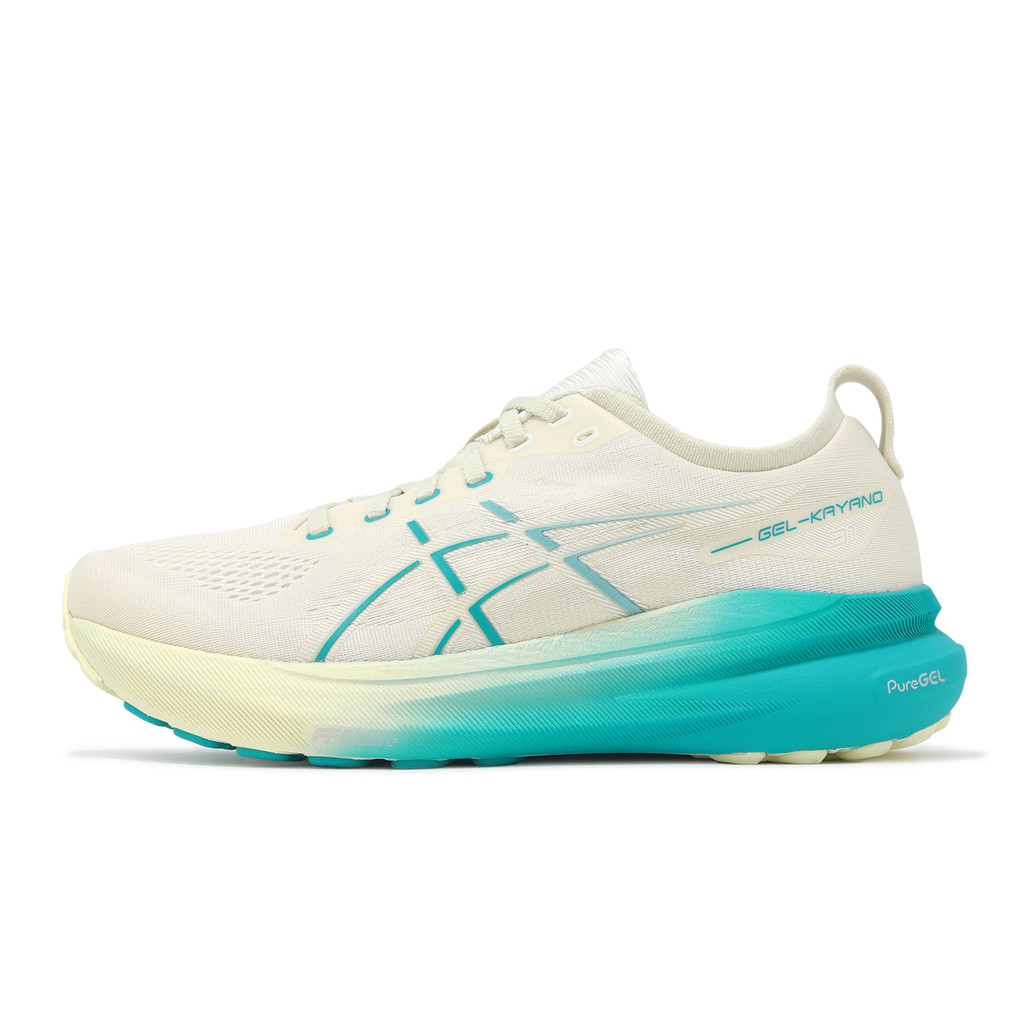 Asics 慢跑鞋 GEL-Kayano 31 男鞋 米白 藍綠 反光 路跑 亞瑟士 [ACS] 1011B867200