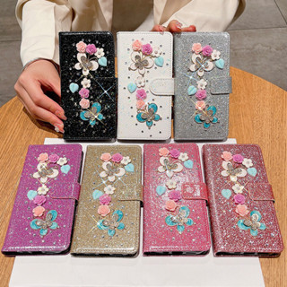 適用於三星S10plus S9 S8 S7 Edge 手機皮套 三星a7 a6 A9 2018閃粉3D立體蝴蝶防摔保護套