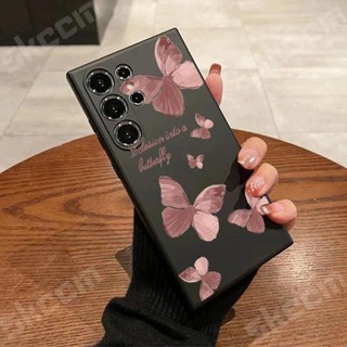 SAMSUNG 復古蝴蝶矽膠手機殼適用於三星 Galaxy S24 Ultra S23 Plus S22 S20 FE