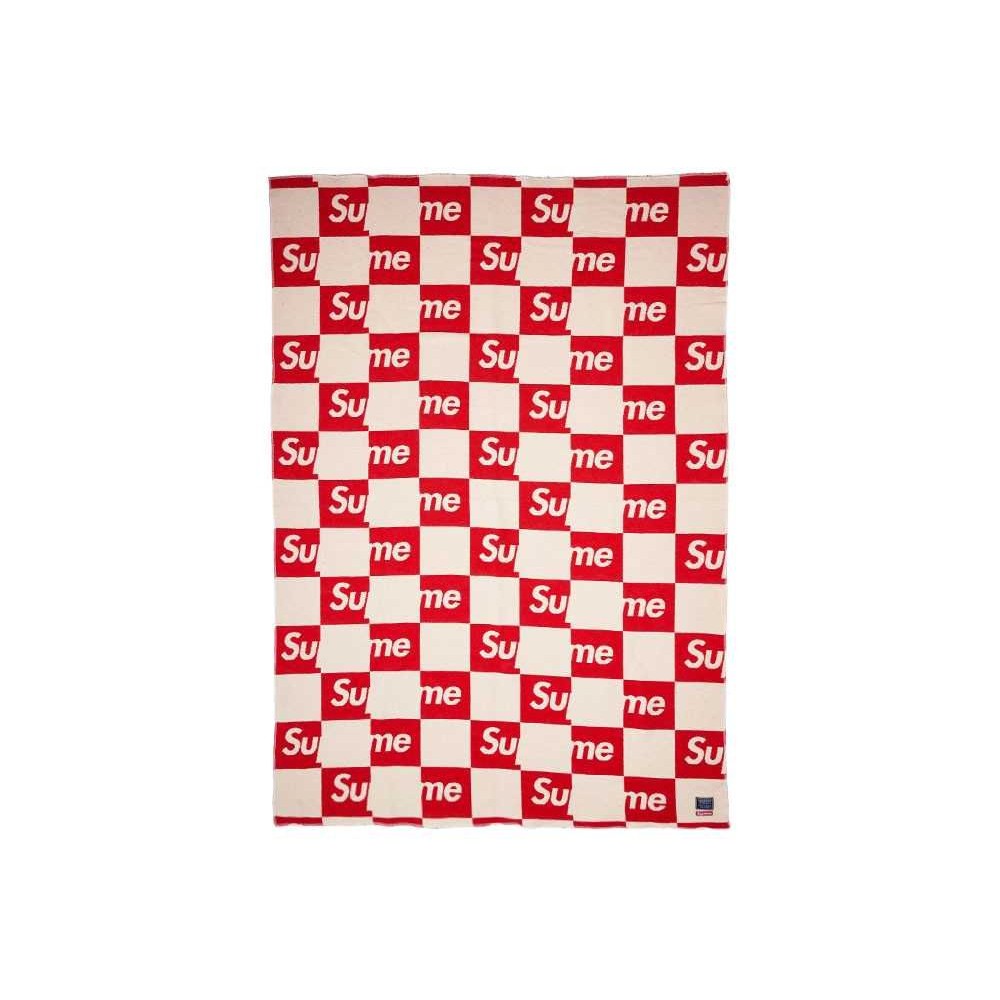 至尊法里博羊毛廠棋盤羊毛巾「紅色」 新品