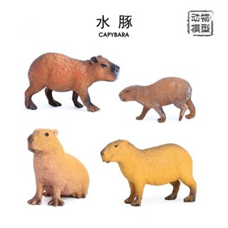 [今日現貨 特價][恐龍玩具][動物][動物模型][男童]模擬水豚野生動物模型靜態實心塑膠水豚兒童玩具模型啟懞認知擺件