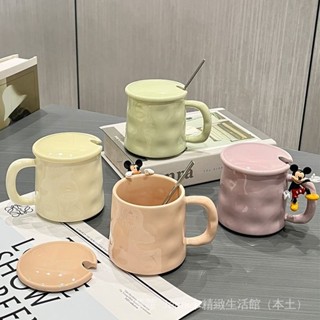 ✨臺灣出貨#【店鋪熱銷】高顔值ins新款陶瓷喝水馬剋盃咖啡盃情侶盃子傢用帶蓋勺禮盒