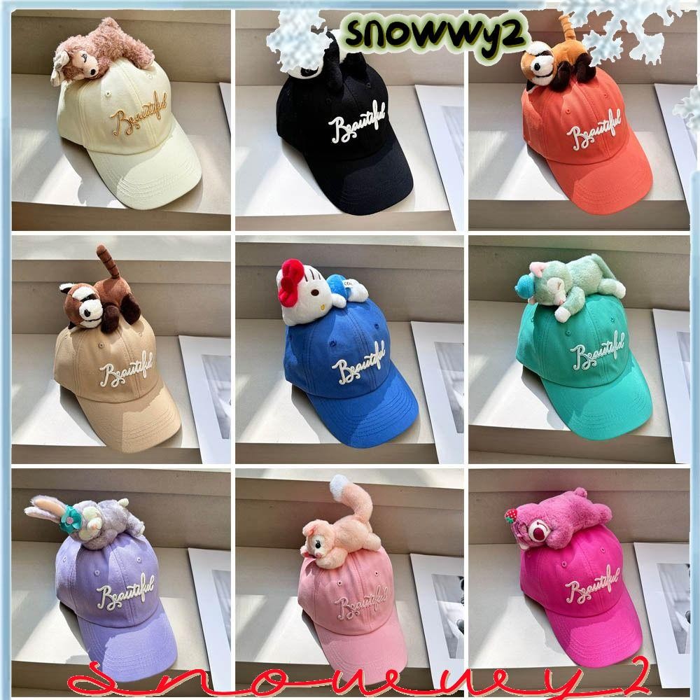 SNOWWY2鴨舌帽,洛索凱蒂貓棒球帽,防紫外線毛絨公仔可調節的棉布防曬帽兒童/成人