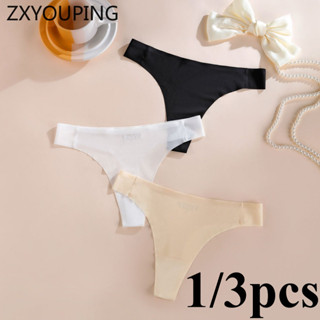 ZXYOUPING 1/3 件性感女式內褲套裝冰絲無縫丁字褲運動比基尼低腰內衣內衣