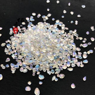 天然月光石水晶碎石擺件藍月光魚缸花盆裝飾造景手鏈消磁凈化