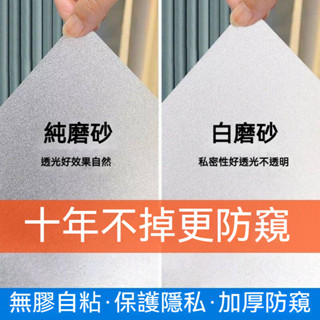 【防窺隔熱】無膠靜電玻璃貼膜 透光不透明遮陽霧面貼紙 家用辦公室衛生間浴室適用 臺灣公司貨附發票