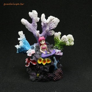GUADALUPE水族箱裝飾,手工業樹脂模擬珊瑚礁飾品,有創造力的豐富多彩的人造的魚缸景觀桌面