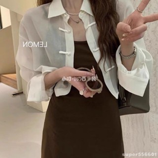♟古風外套 新中式盤扣防曬衣 襯衫女夏配裙子外搭披肩短款開衫外套小個子罩衫 涼感外套 拍照古風上衣