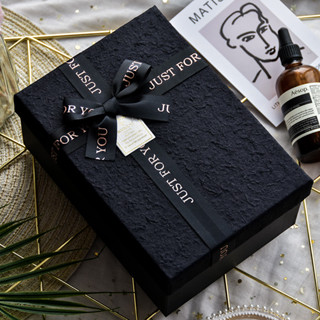 禮物盒送男生禮物包裝盒禮品盒生日盒子黑色高階感口紅禮盒空盒