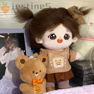 JESTINE1套20釐米棉娃娃衣服,裙子熊公仔棉娃娃衣服,與鞋子咖啡色（Brown）短褲毛絨娃娃衣服