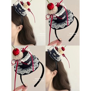 生日蛋糕造型 少女感牛仔立體海綿髮箍小眾設計氛圍髮夾子髮飾 Spot goods
