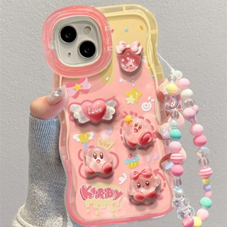 適用蘋果15手機殼iPhone13粉底星之卡比公仔12波浪邊11隱形雙支架