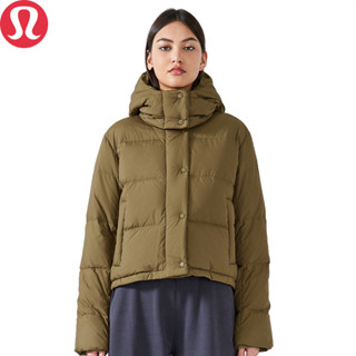 lululemon冬季輕薄保暖加厚可拆卸連帽羽絨服女戶外休閒運動防風外套DAW158