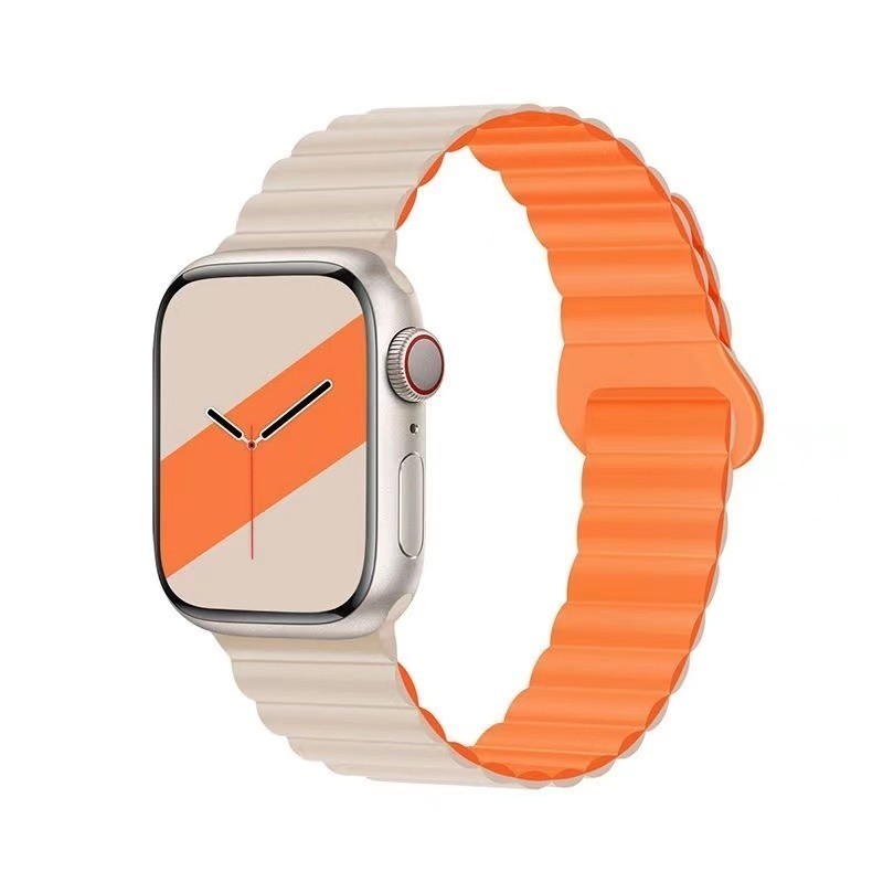 矽膠 磁吸 錶帶 Apple watch 蘋果手錶帶 iwatch se 1-8代 38/40/41/42/44/45