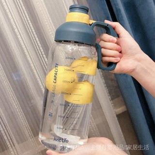 💥臺灣出貨💥 2000cc水壺 大容量 水杯男女便攜戶外運動水綿防摔吸管杯子超大號2L帶刻度2000 Urqb