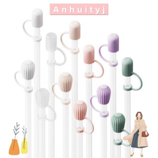 ANHUITYJ吸管蓋,矽膠可重複使用稻草頂部,洩漏堵漏器不倒翁配件防塵斯坦利杯