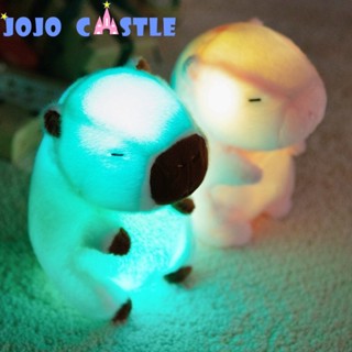 JOJO CASTLE 25cm 可愛輕水豚發光毛絨玩具兒童床頭水豚毛絨小動物公仔兒童毛絨玩具家居裝飾水豚