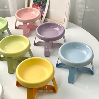 ✨新品 臺灣熱銷 免運✨pecolo鐵架平口貓碗陶瓷高顏值ins貓咪碗架零食碗罐頭pe碗BD飛碟