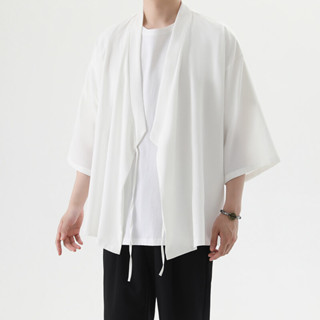 男士民族風外套冰絲亞麻小外套短袖T恤透氣排汗唐裝漢服禪服居士服太極服禪服