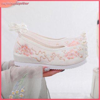 古風漢服鞋子 現貨 內增高 古裝翹頭鞋刺繡 繡花鞋 舞鞋 增高鞋 女休閒鞋 老北京布鞋 古風鞋 古裝鞋 紅鞋 旗袍鞋