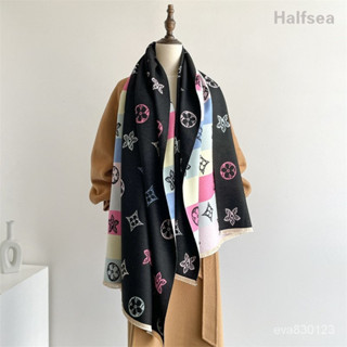Halfsea 彩色圍巾女流蘇羊絨圍脖保暖冬季百搭仿羊絨披肩兩用加厚保暖護頸