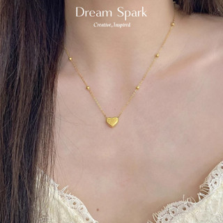 Dream Spark｜百搭簡約愛心圓珠鏈項鍊女不掉色鈦鋼18K金