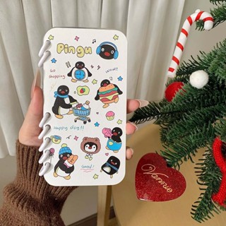 可愛企鵝 For iPhone 16ProMax 15ProMax 翻蓋筆記本手機殼 13 14ProMax 卡片收納槽