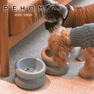 正品授權PEHOM 官方直發舒芙蕾雙層墊高碗 寵物碗 陶瓷寵物碗 貓碗 狗碗 寵物餐桌碗