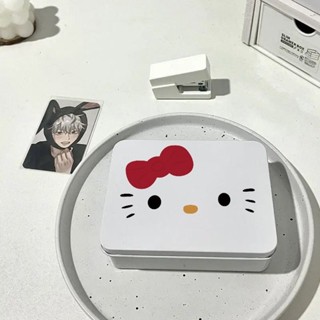 簡約ins凱蒂貓鐵盒小卡收納鐵盒可愛整理桌麵貼紙收納盒高顔值
