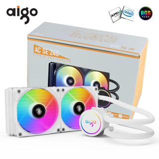 Aigo 白色水冷器 240 毫米 CPU 液體冷卻 PC 電腦散熱器 RGB 風扇散熱器一體機 CPU 水冷器適用於英