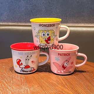 海綿寶寶馬克杯 2024新款 女生 陶瓷水杯 家用 牛奶杯 咖啡杯子 生日禮物 握持舒適 隔熱防燙 耐用 手感細膩