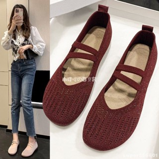 🎗不磨腳夏季新款老北京布鞋 女牛筋底防滑舒適休閒軟底媽媽鞋 飛織平底單鞋 飛織王妃鞋 王妃穆勒鞋 平底休閒鞋 淺口鞋
