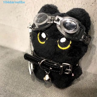 DARNELLTW黑貓絨毛玩具,龐克搖滾毛絨娃娃貓咪毛絨鑰匙扣,小貓軟卡哇伊包包飾品貓吊墜揹包