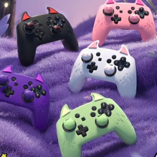 任天堂 可愛的惡魔矽膠手柄套,適用於 Nintendo Switch Pro 控制器、防滑、卡哇伊保護皮膚,帶操縱桿蓋和