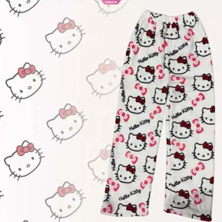 加厚Hello Kitty睡褲三麗鷗動漫抓絨雙層彈力面料軟褲女長褲卡通生日禮物