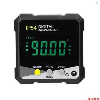 Crtw IP54 4*90° 便攜式數字傾角儀 LCD 背光數字量角器坡度計數字角度尺單面磁性多功能量角器絕對相對