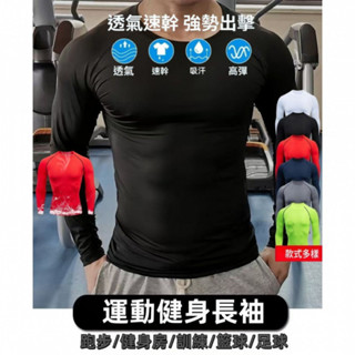 🤝限時賣🤝【彈力速乾壓縮衣】 健身緊身衣 男 運動 健身服 跑步 訓練 健身衣 運動健身服 男生 速乾長 #JF