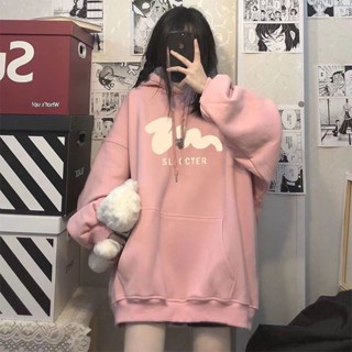 胖胖美依 S-4XL 大碼女裝 印花上衣 學院風 連帽T卹 大尺碼上衣 新款長袖衛衣甜美風簡約上衣-2245.