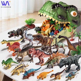 W&S 恐龍玩具兒童小男孩三角龍軟膠套裝大霸王龍世界模擬動物模型手辦 按壓恐龍玩具 恐龍玩具 霸王龍